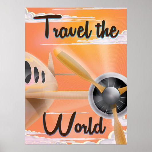 Reis de wereld rond klassieke vliegtuigposter poster (Voorkant)