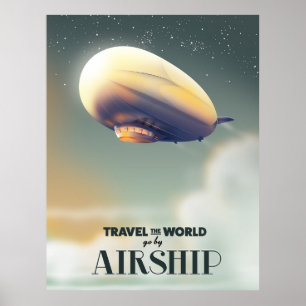 Reis de wereld rond per luchtvaartuig poster