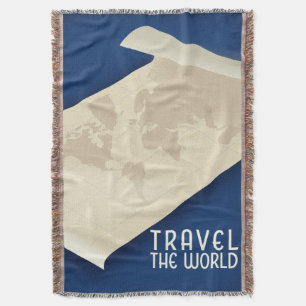 Reis de Wereld rond vintage reisposter Deken