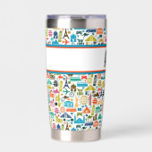 Reis de wereld thema monogram geïsoleerde drinkbeker (Voorkant)