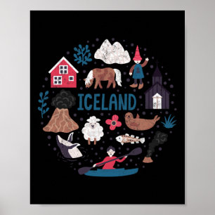 Reis door Europa IJsland Reykjavik Familievakantie Poster