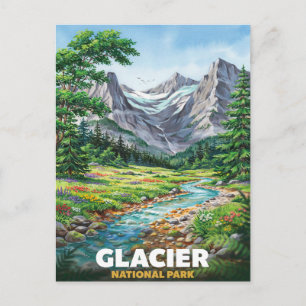 Reis door het Alpenweidegebied van Glacier Nationa Briefkaart