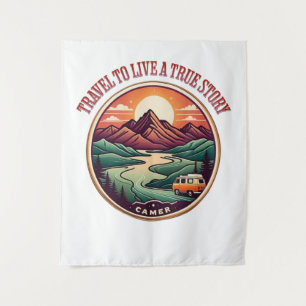 Reis echt verhaal T-shirt - geen nep reizen badge Wandkleed