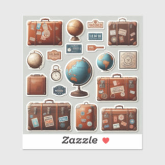 Reis- en kofferstickerblad met vintage uitstraling sticker