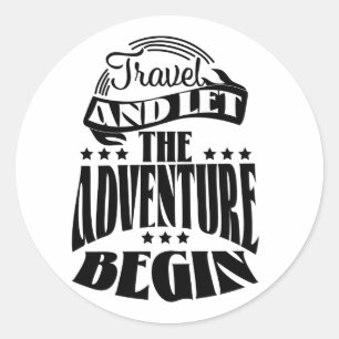 Reis en laat het Avontuur Beginnen Ronde Sticker