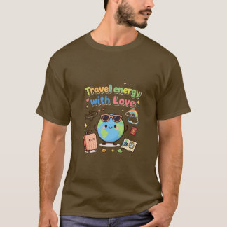 Reis Energie met Liefde Mooie Wereldbol T-shirt