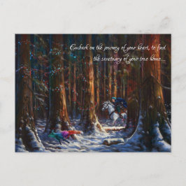 Reis - fantasie bos berg landschap kunst feestdagenkaart