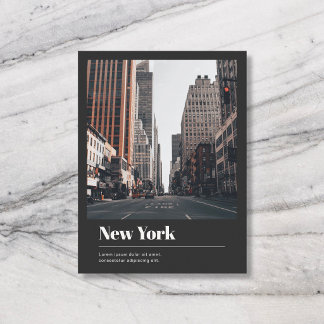 Reis Foto Stad Land Naam Elegant Zwart Briefkaart