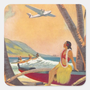  reis Hawaii Vierkante Sticker