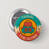 Reis het Wereldbol | Achterverpakking | Backpacker Ronde Button 5,7 Cm (Voorkant /achterkant)