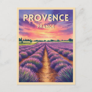 Reis in de Provence Frankrijk Lavendel Zonsonderga Briefkaart