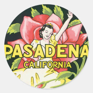 Reis in oude stijl, Pasadena Californië, Dame en R Ronde Sticker