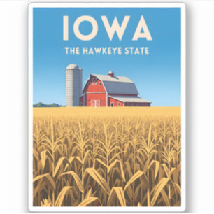 Reis Iowa Retro Hartland Boerderij Landschap Sticker