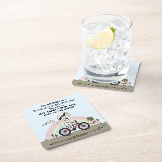 Reis is een cadeau vierkante kartonnen onderzetter (Insitu)