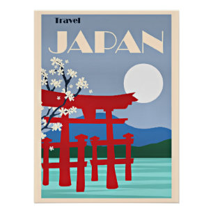 Reis Japan, vintage illustratie, Perfect Poster