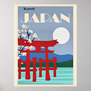 Reis Japan, vintage illustratie, Poster