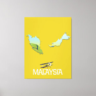 Reis kaart van Maleisië Canvas Afdruk