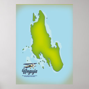 Reis kaart van Unguja eiland Poster