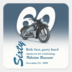 Reis Klassieke Motorfiets Rijd Snel 60e Verjaardag Vierkante Sticker
