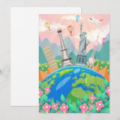 Reis Kunst Reis Rond de Wereld Feestdagenkaart (Voorkant / Achterkant)