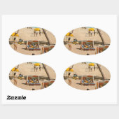  reis met de bus van Retro Florida Ovale Sticker (Vel)