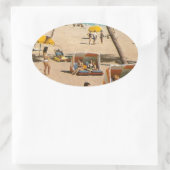  reis met de bus van Retro Florida Ovale Sticker (Tas)