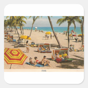 reis met de bus van Retro Florida Vierkante Sticker