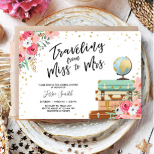 Reis Miss naar Mrs Pink Floral Vrijgezellenfeest Kaart