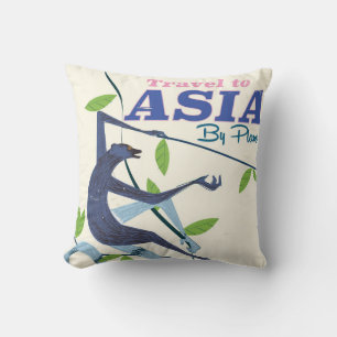Reis naar Asia Monkey vintage reisdruk Kussen