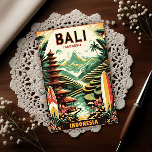 Reis naar Bali Indonesië in vintage stijl Briefkaart