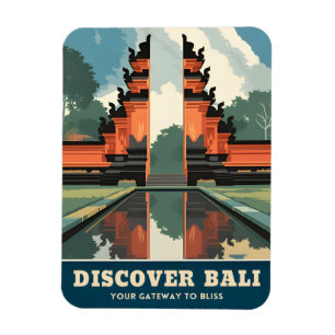 Reis naar Bali Indonesië Tempelpoort Retro Magneet