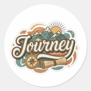 Reis naar bergen & avontuur typografie ronde sticker