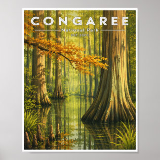 Reis naar Congaree National Park in vintage stijl Poster