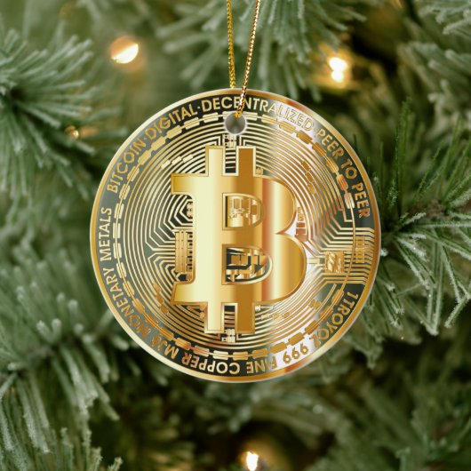 Reis naar Cryptocurrency Chic: Bitcoin Elegance Keramisch Ornament (Boom)