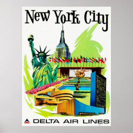 Reis naar de New YORK CITY  Air Lines Holiday Poster