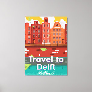 Reis naar de reisposter Delft Holland Canvas Afdruk