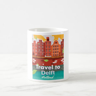 Reis naar Delft Holland reisposter Koffiemok