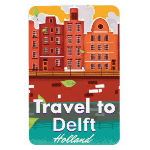 Reis naar Delft Holland reisposter Magneet