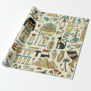 Reis naar Egypte. Naadloos patroon Cadeaupapier