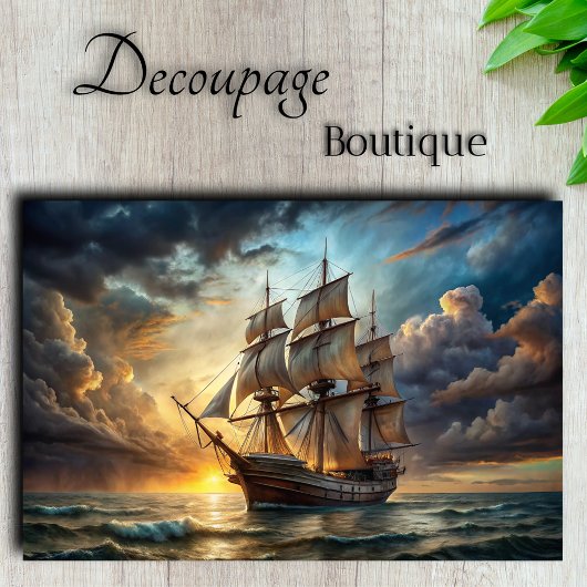 Reis naar Glory Majestic Tall Ship Decoupage Tissuepapier