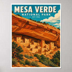 Reis naar het Mesa Verde National Park uit het ver Poster