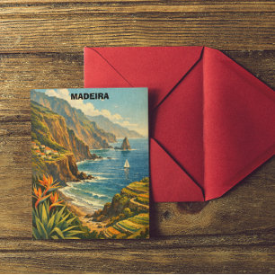 Reis naar het oude Madeira Portugal Kustkliffen Briefkaart