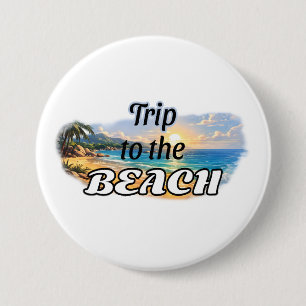 Reis naar het strand Tropisch zonsondergang Ontsna Ronde Button 7,6 Cm