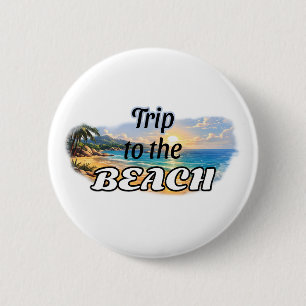 Reis naar het strand Tropische zonsondergang Ontsn Ronde Button 5,7 Cm