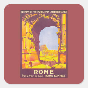 Reis naar het verleden, het Colosseum in Rome Ital Vierkante Sticker
