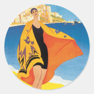 Reis naar het verleden, strandvakantie in Calvi, C Ronde Sticker