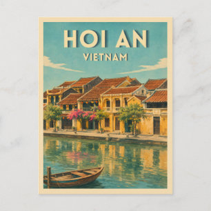Reis naar Hoi An Vietnam Retro Grafisch Briefkaart