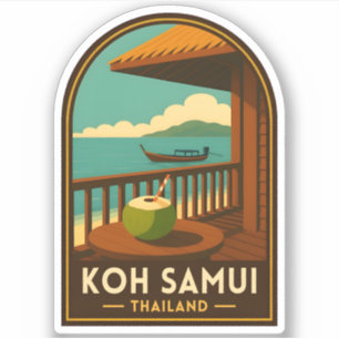 Reis naar Koh Samui eiland Thailand Retro Sticker