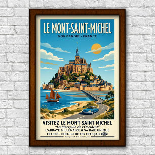 Reis naar Le Mont-Saint-Michel, Frankrijk Vintage Poster