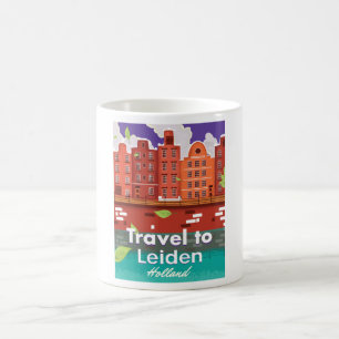 Reis naar Leiden Holland cartoons reisposter Koffiemok